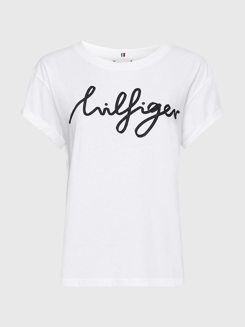 T Shirts Tommy Hilfiger Hilfiger Femme Blanche | FR_W21455