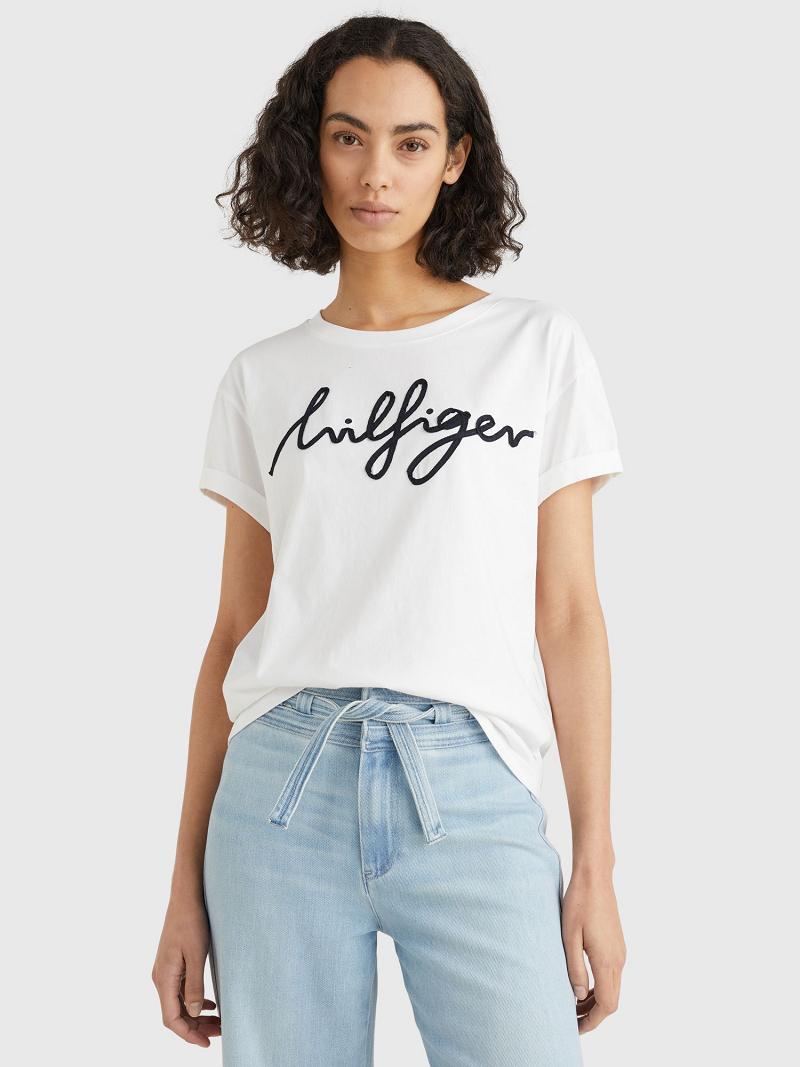 T Shirts Tommy Hilfiger Hilfiger Femme Blanche | FR_W21455