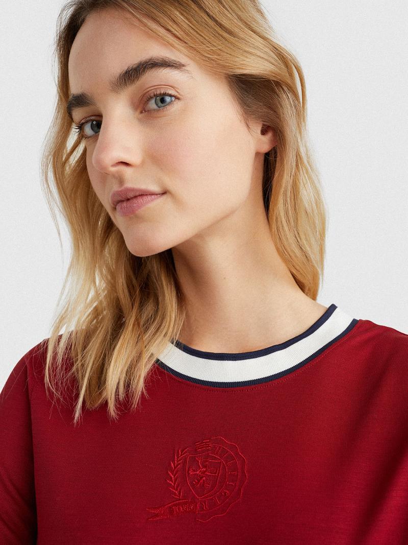 T Shirts Tommy Hilfiger Icon Crest Femme Rouge | FR_W21457