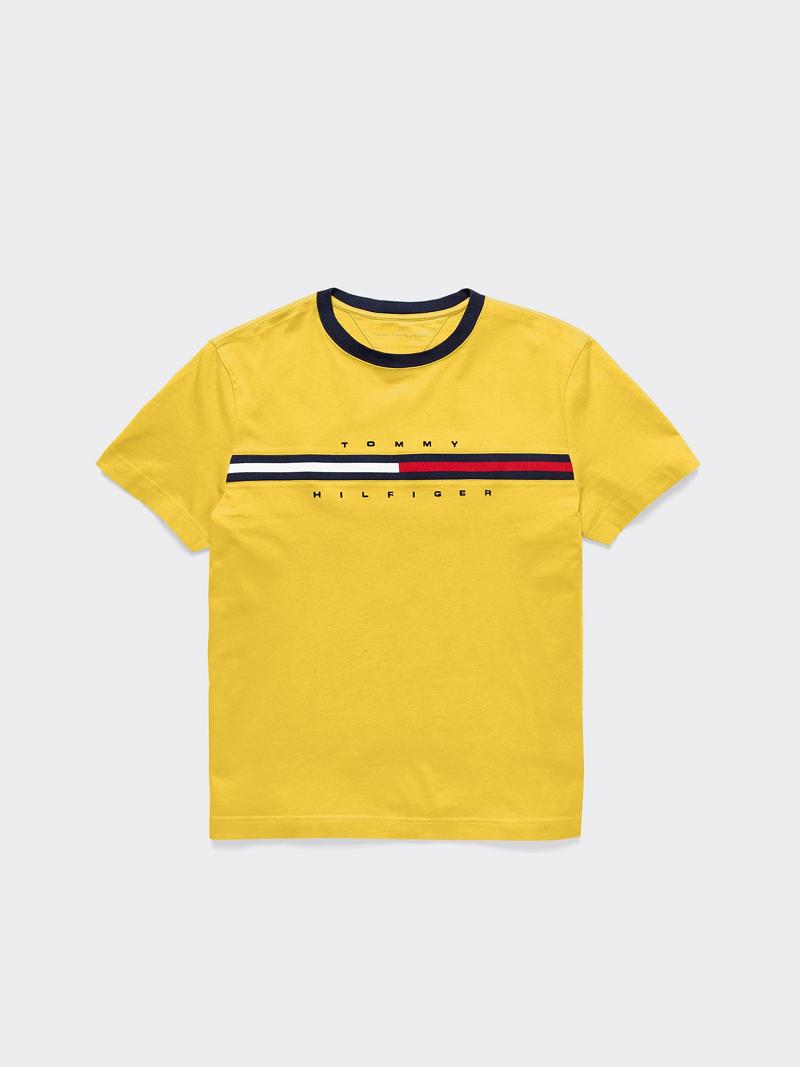 T Shirts Tommy Hilfiger Icon Stripe Enfant Jaune | FR_B2177