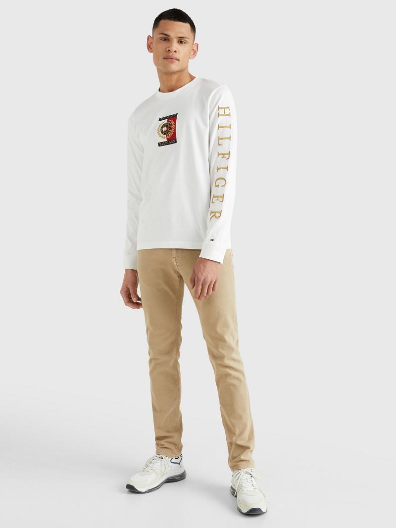 T Shirts Tommy Hilfiger Icon long-sleeve Homme Blanche | FR_M31045