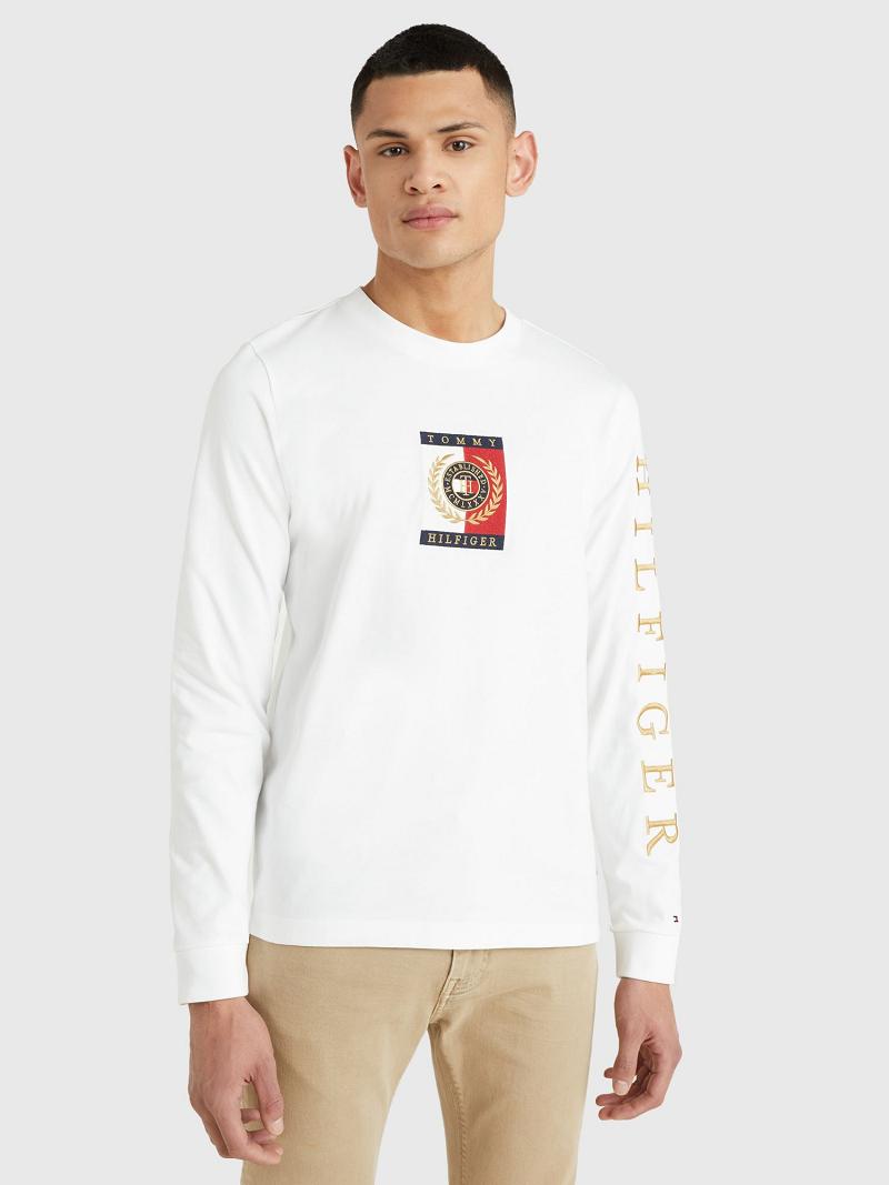 T Shirts Tommy Hilfiger Icon long-sleeve Homme Blanche | FR_M31045