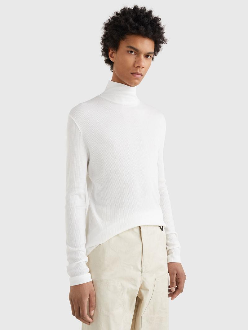 T Shirts Tommy Hilfiger Jersey turtleneck Homme Blanche | FR_M31048