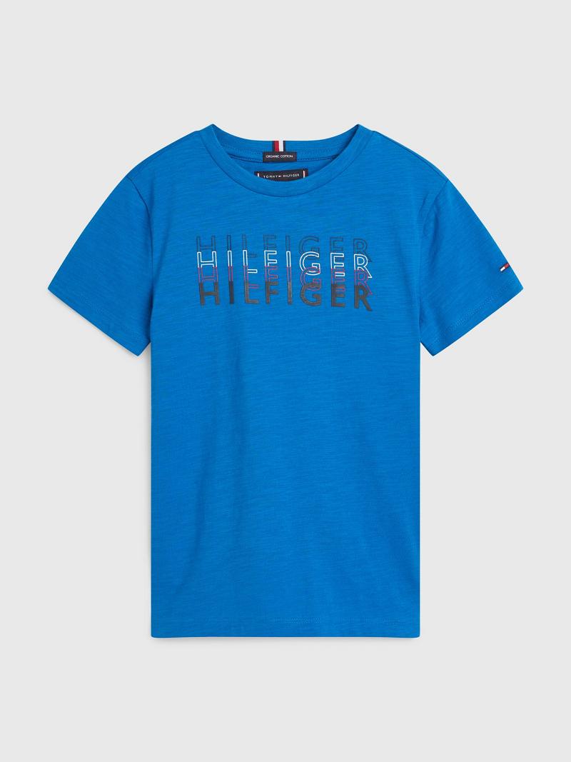 T Shirts Tommy Hilfiger Logo Enfant Bleu | FR_B2193