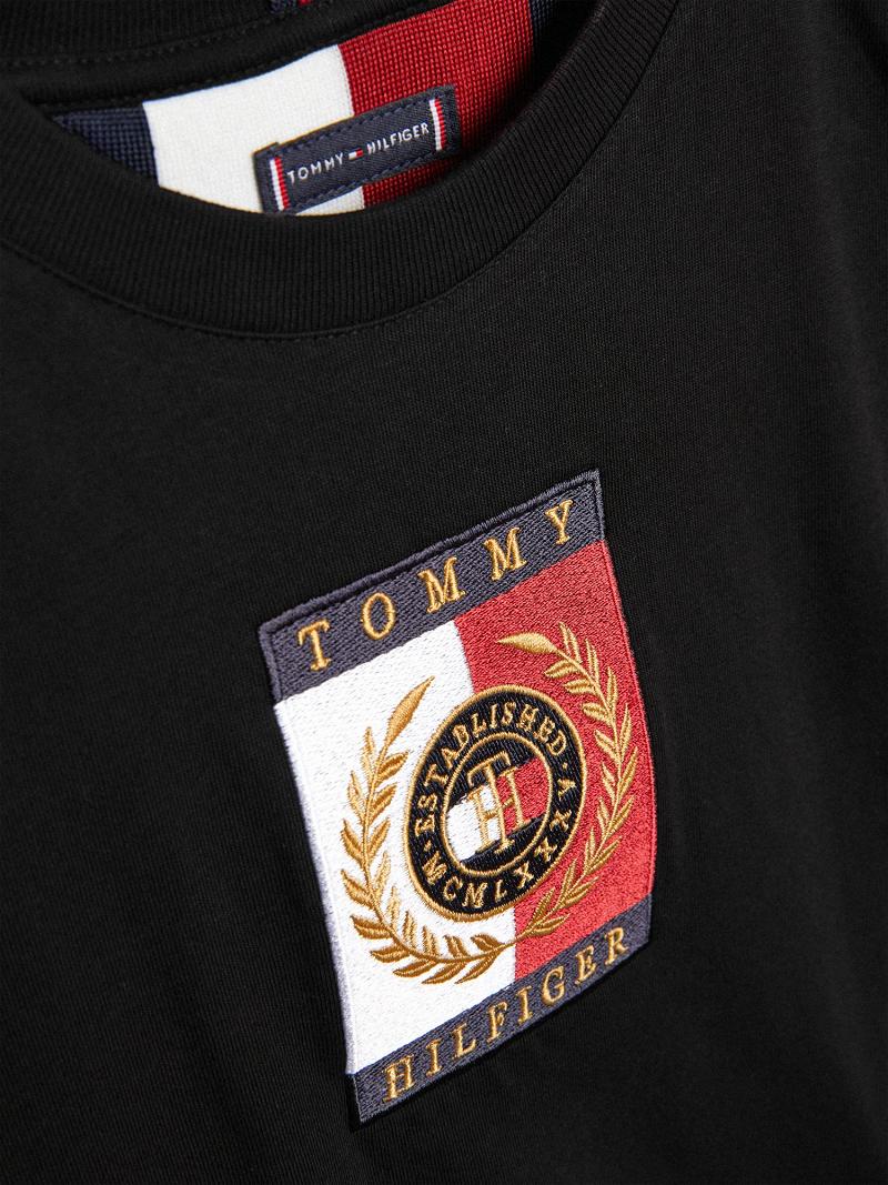 T Shirts Tommy Hilfiger Logo Enfant Noir | FR_B2194