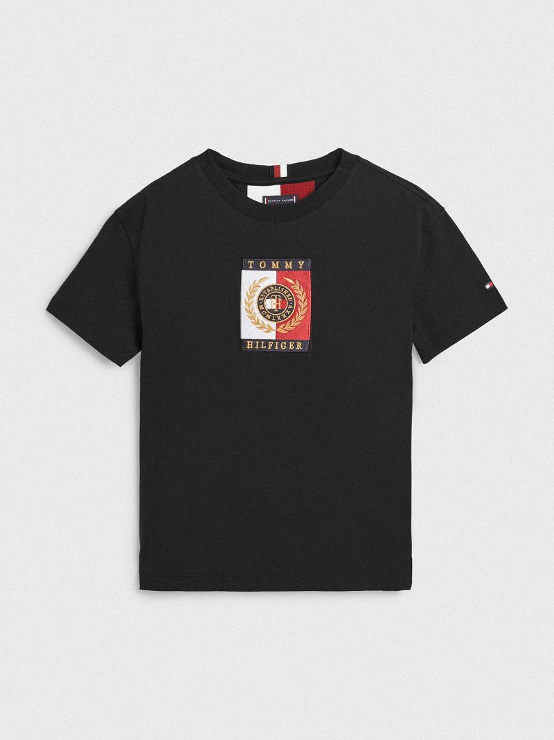 T Shirts Tommy Hilfiger Logo Enfant Noir | FR_B2194