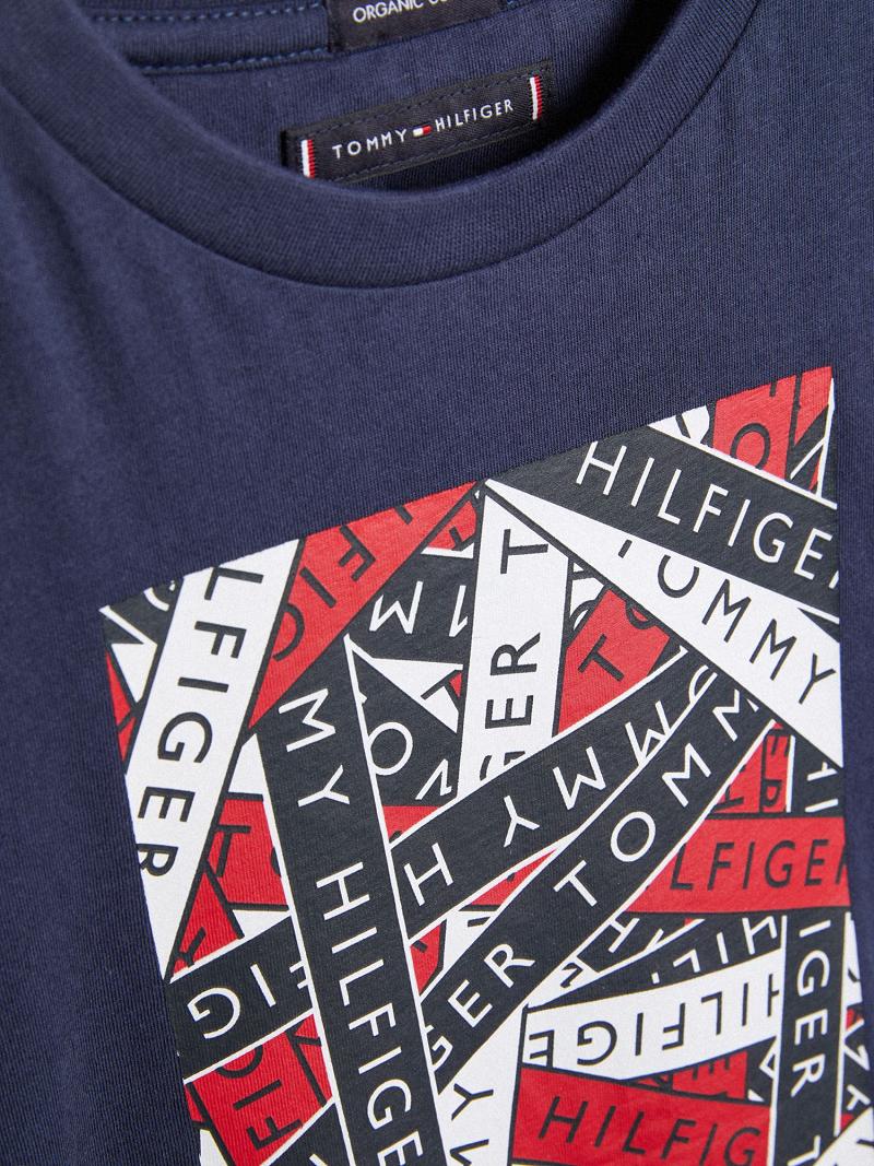 T Shirts Tommy Hilfiger Logo Tape Enfant Bleu | FR_G1253