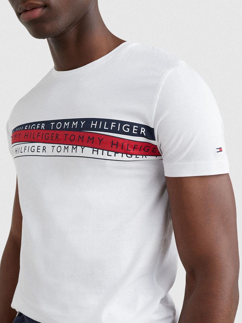 T Shirts Tommy Hilfiger Logo Tape Homme Blanche | FR_M31053