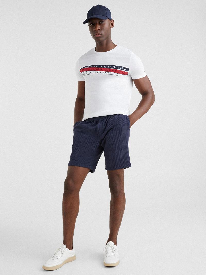 T Shirts Tommy Hilfiger Logo Tape Homme Blanche | FR_M31053