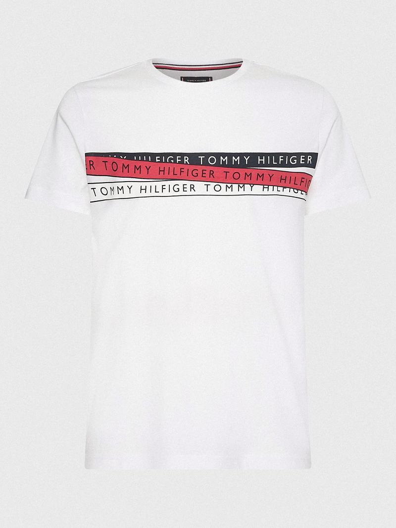 T Shirts Tommy Hilfiger Logo Tape Homme Blanche | FR_M31053