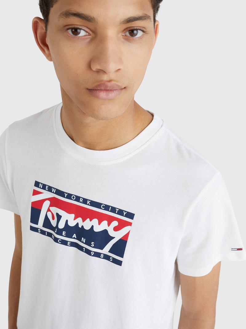 T Shirts Tommy Hilfiger Nyc logo Homme Blanche | FR_M31056