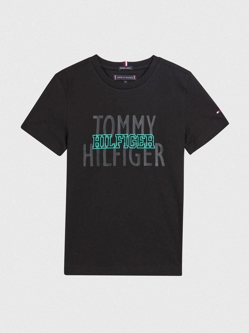 T Shirts Tommy Hilfiger Organic Coton Hilfiger Enfant Noir | FR_B2199