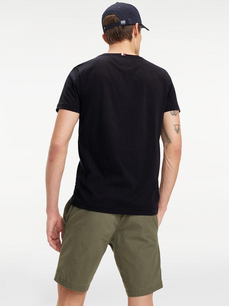 T Shirts Tommy Hilfiger Organic Coton Logo Homme Noir | FR_M31061