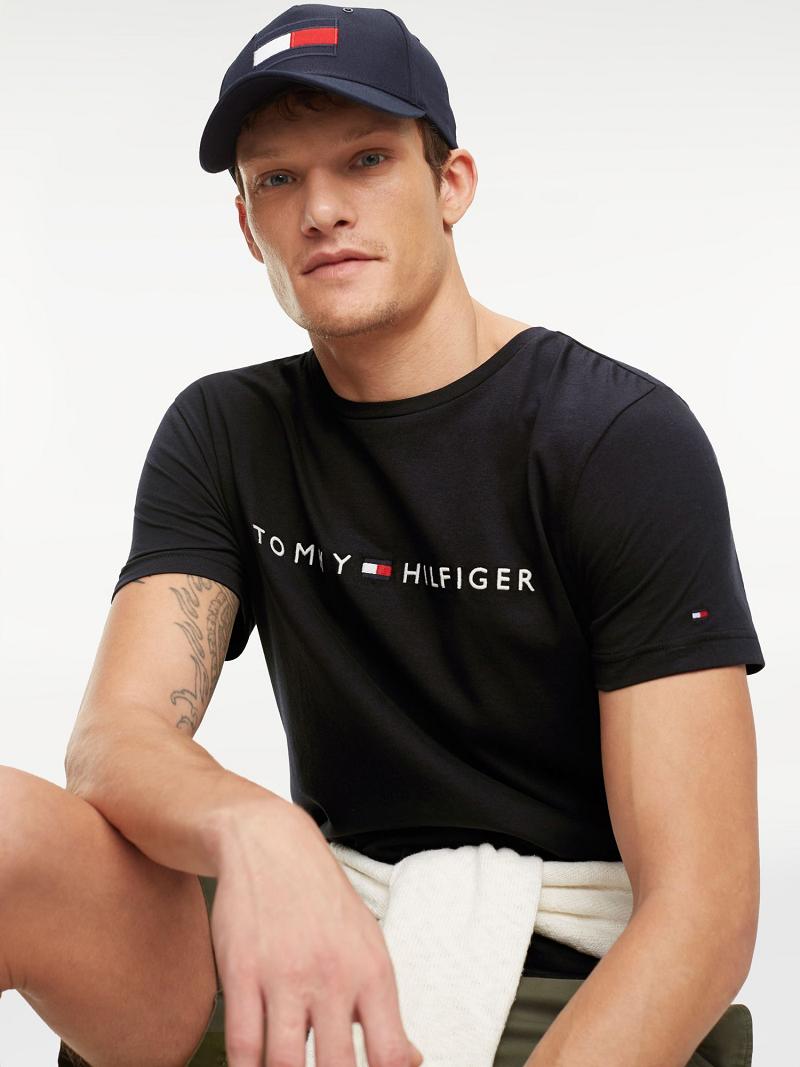 T Shirts Tommy Hilfiger Organic Coton Logo Homme Noir | FR_M31061