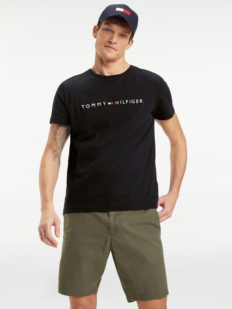 T Shirts Tommy Hilfiger Organic Coton Logo Homme Noir | FR_M31061