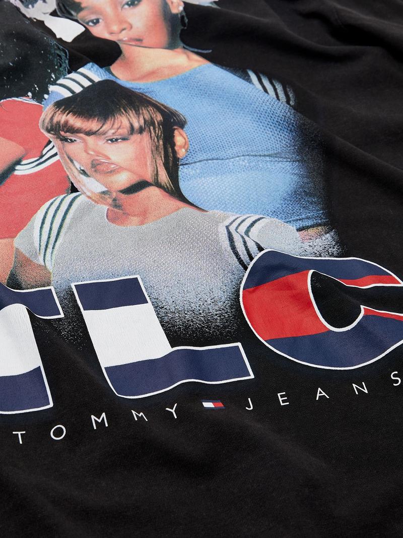 T Shirts Tommy Hilfiger Organic Coton TLC Oversized Femme Noir | FR_W21473