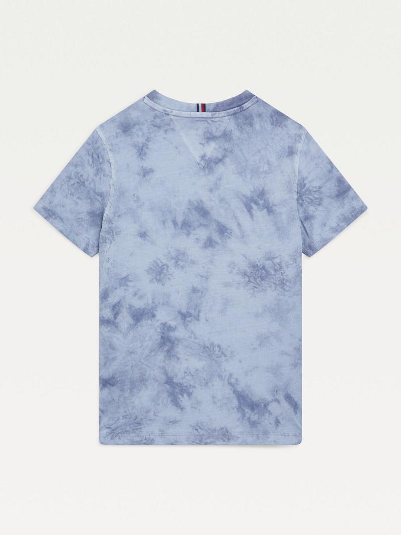 T Shirts Tommy Hilfiger Organic Coton Tie-Dye Enfant Bleu | FR_B2200