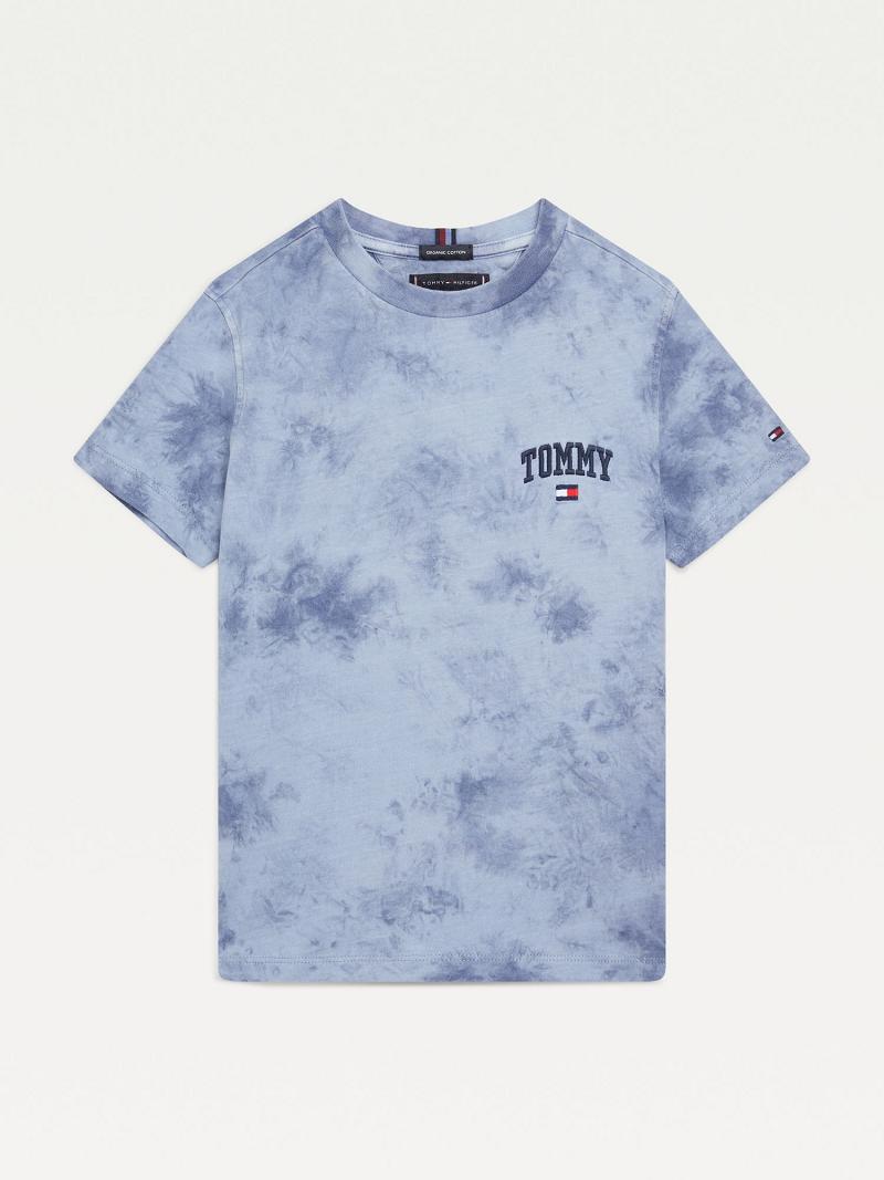 T Shirts Tommy Hilfiger Organic Coton Tie-Dye Enfant Bleu | FR_B2200