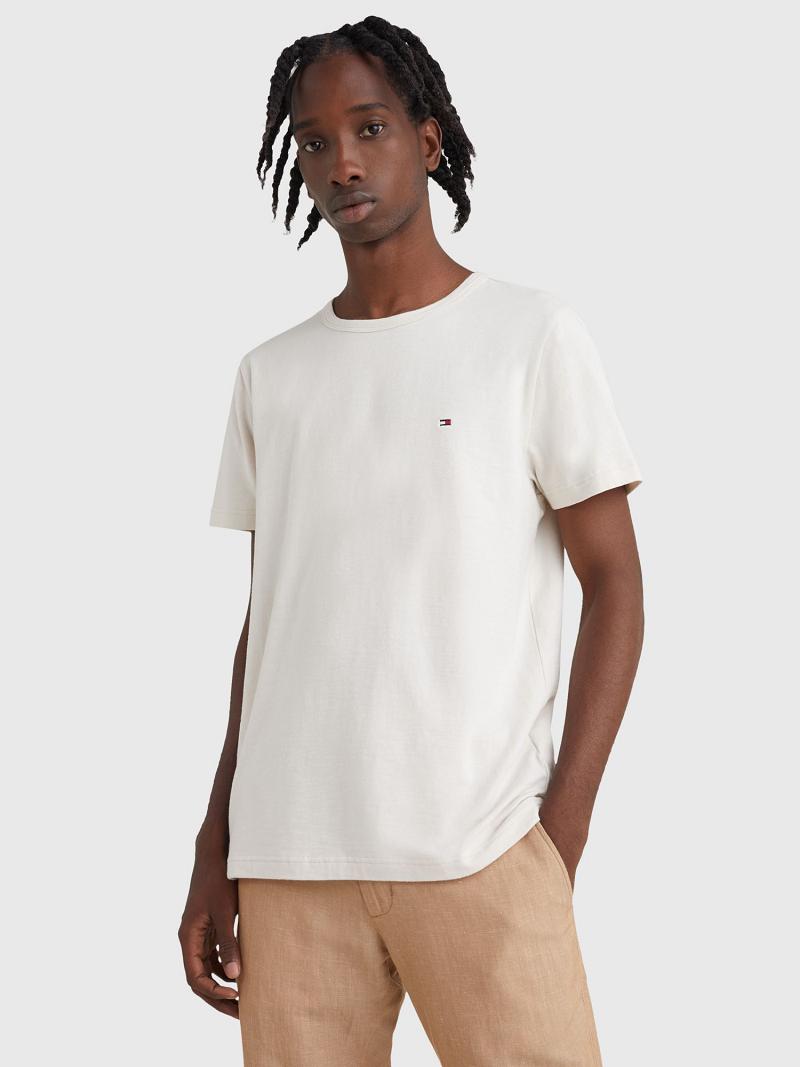 T Shirts Tommy Hilfiger Organic cotton and linen Homme Blanche | FR_M31057