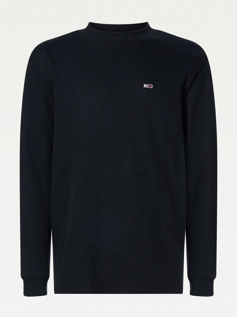 T Shirts Tommy Hilfiger Organic cotton mock neck Homme Noir | FR_M31062