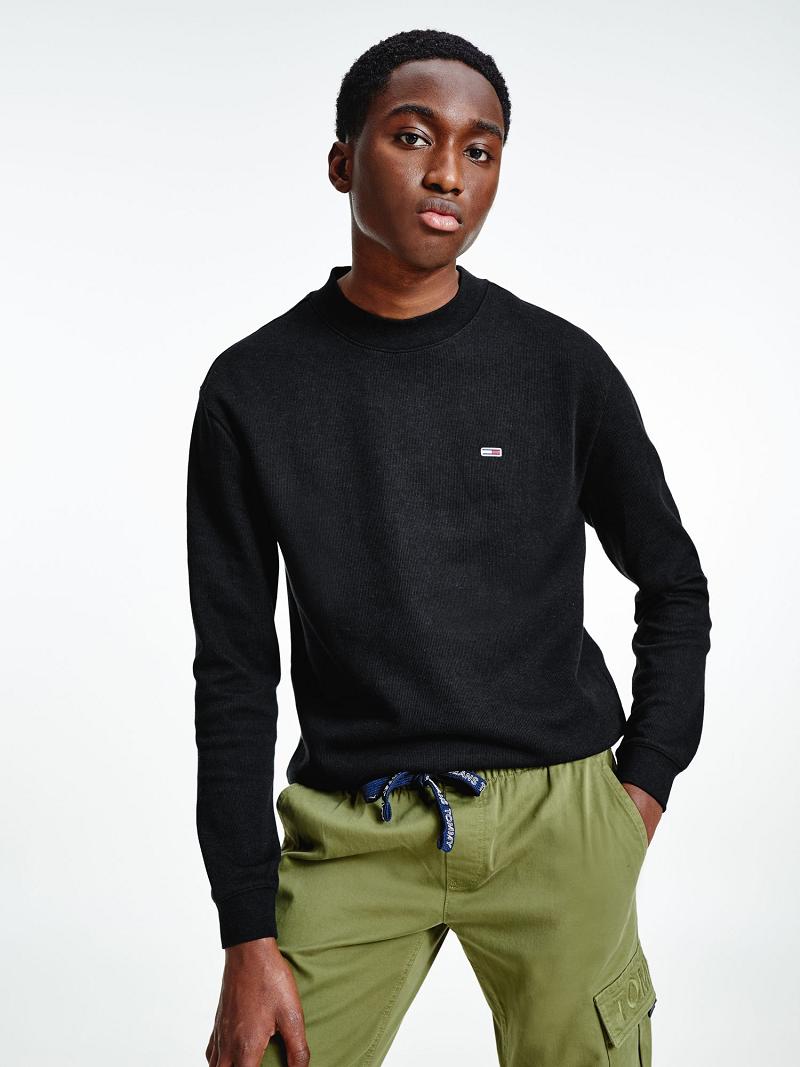 T Shirts Tommy Hilfiger Organic cotton mock neck Homme Noir | FR_M31062