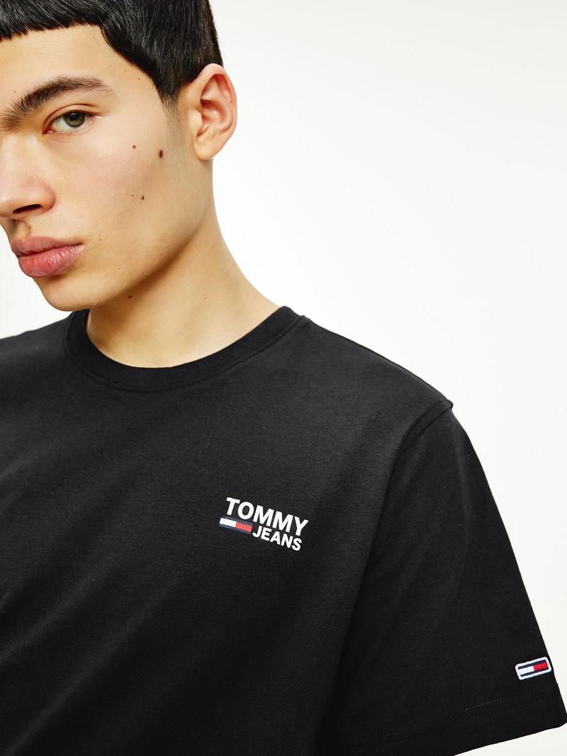 T Shirts Tommy Hilfiger Organic cotton regular logo Homme Noir | FR_M31063