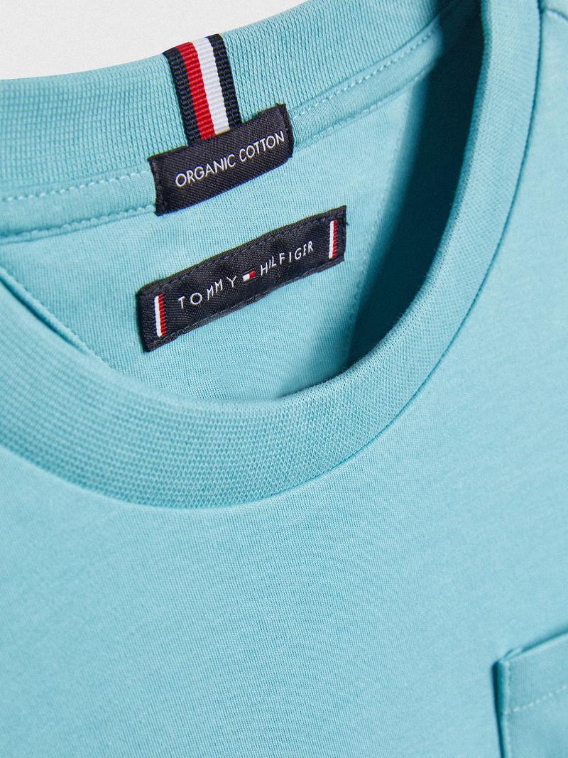 T Shirts Tommy Hilfiger Pocket Enfant Aqua | FR_B2201