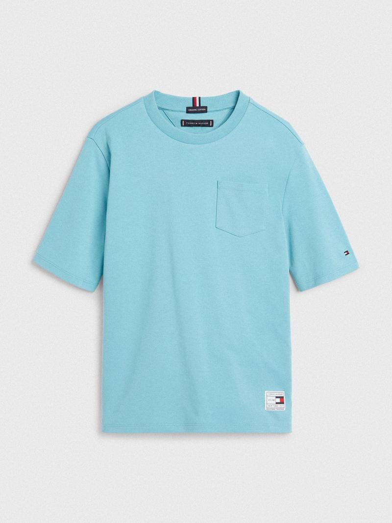 T Shirts Tommy Hilfiger Pocket Enfant Aqua | FR_B2201