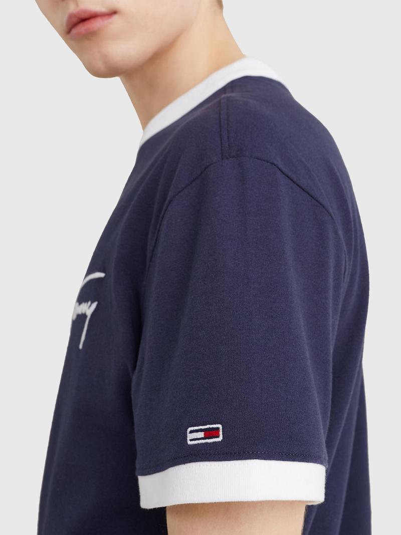 T Shirts Tommy Hilfiger Signature Homme Bleu Marine | FR_M31067