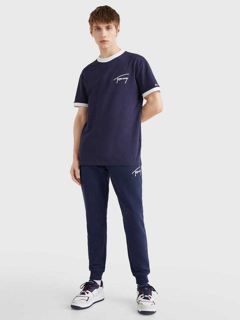 T Shirts Tommy Hilfiger Signature Homme Bleu Marine | FR_M31067