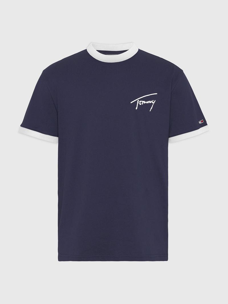 T Shirts Tommy Hilfiger Signature Homme Bleu Marine | FR_M31067