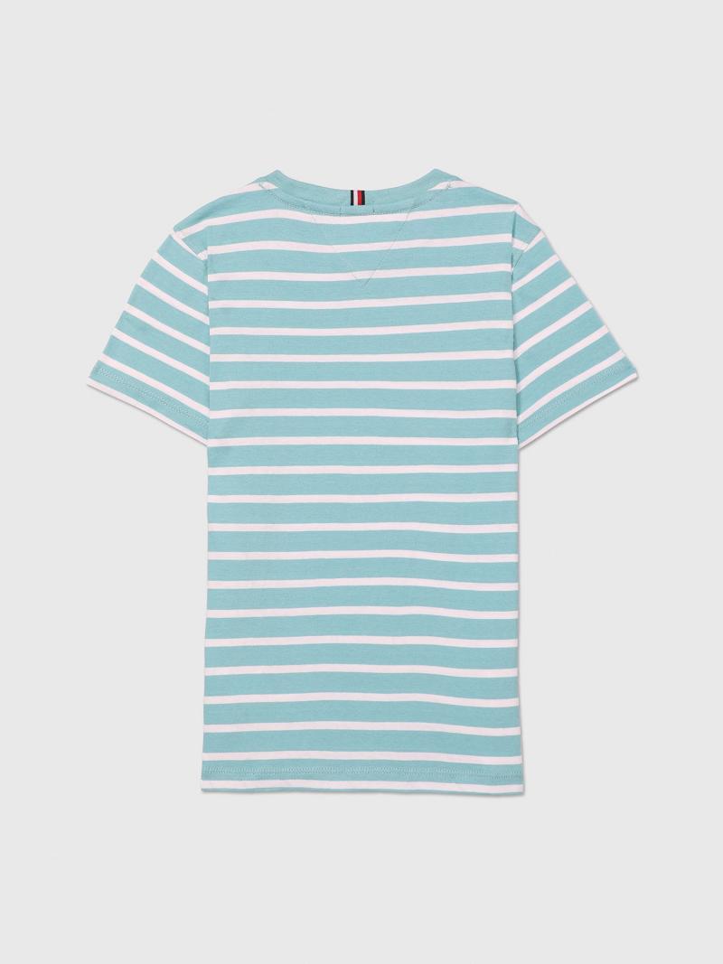 T Shirts Tommy Hilfiger Stripe Enfant Aqua | FR_G1265