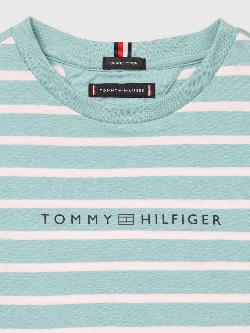 T Shirts Tommy Hilfiger Stripe Enfant Aqua | FR_G1265