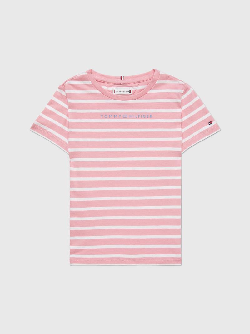 T Shirts Tommy Hilfiger Stripe Enfant Rose | FR_G1264