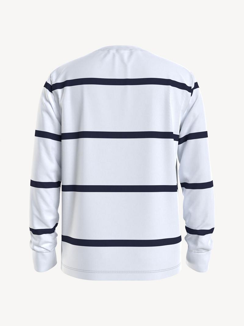 T Shirts Tommy Hilfiger Stripe Long Sleeve Enfant Blanche | FR_B2211