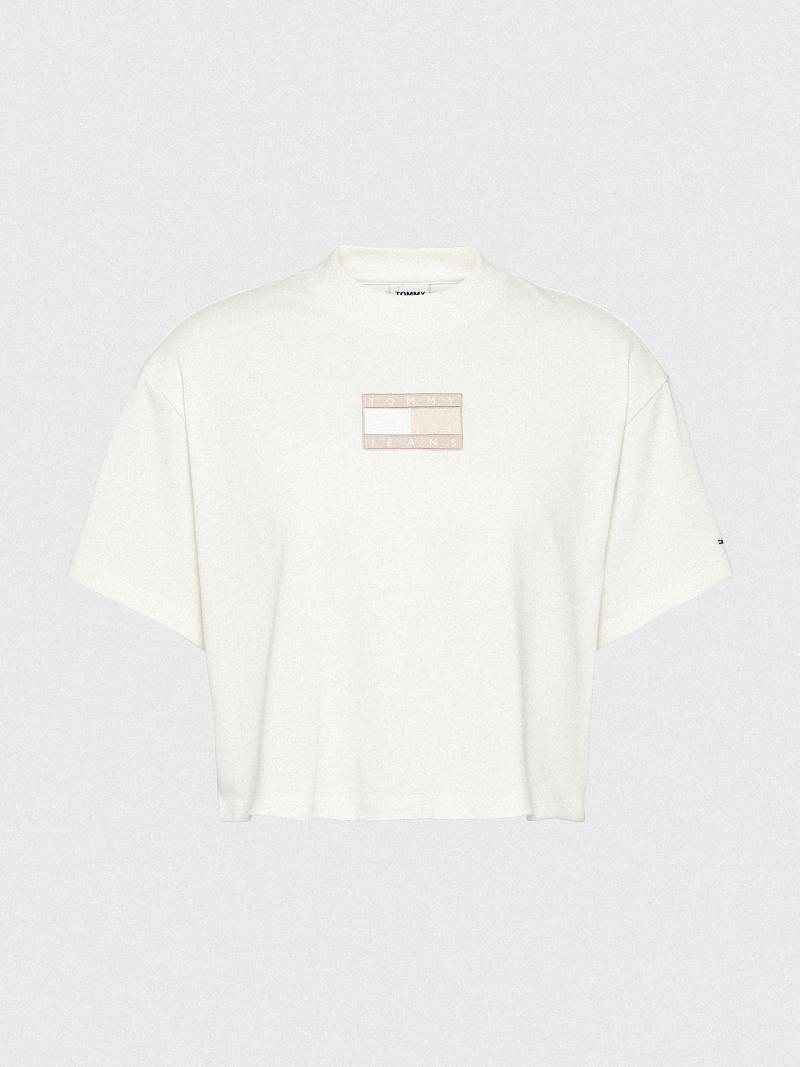 T Shirts Tommy Hilfiger Sun Washed Logo Femme Blanche | FR_W21479