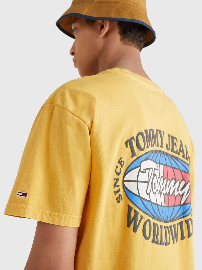 T Shirts Tommy Hilfiger Surf Globe Logo Homme Jaune | FR_M31075