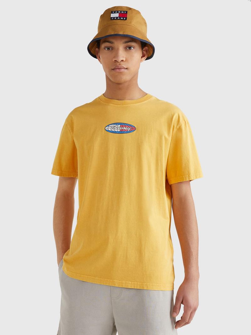 T Shirts Tommy Hilfiger Surf Globe Logo Homme Jaune | FR_M31075