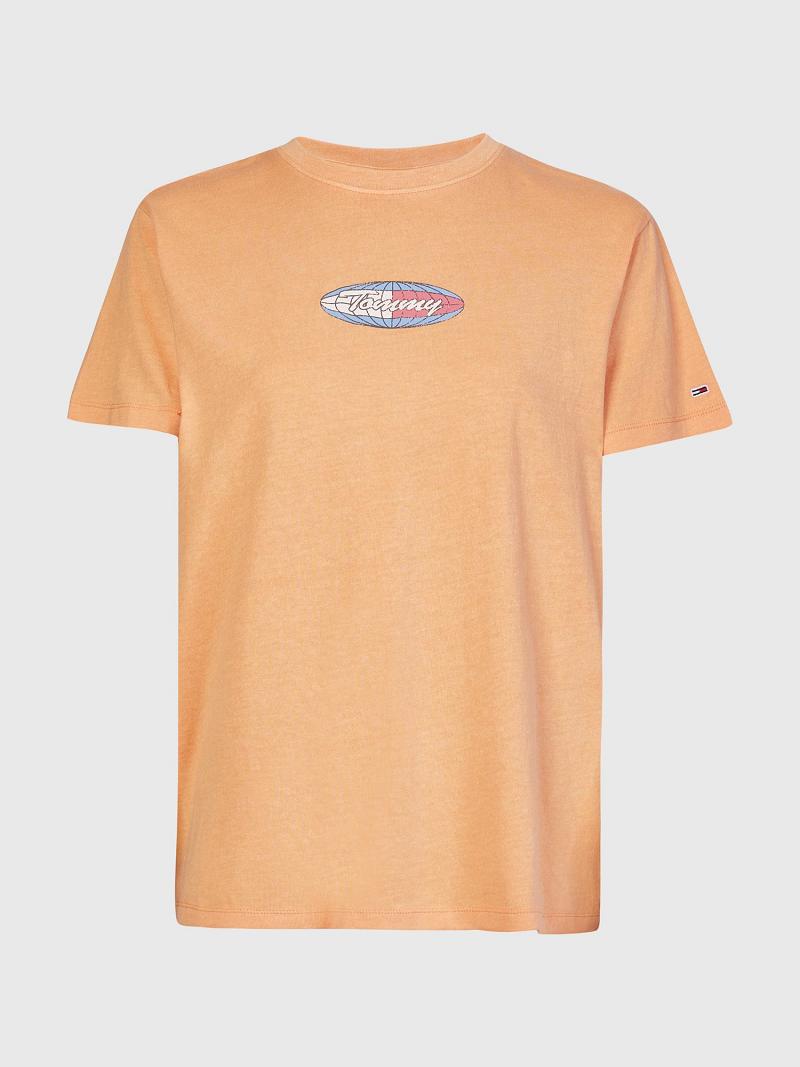 T Shirts Tommy Hilfiger Surf Globe Logo Femme Orange | FR_W21481