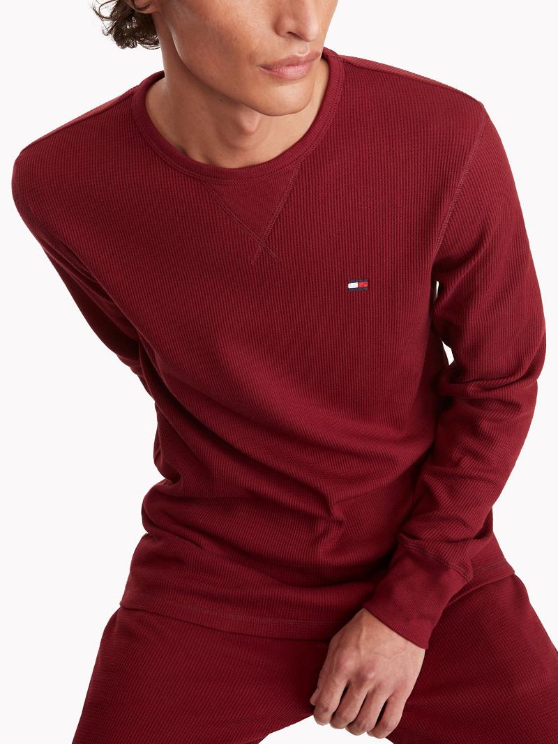 T Shirts Tommy Hilfiger Thermal crewneck Homme Rouge | FR_M31079