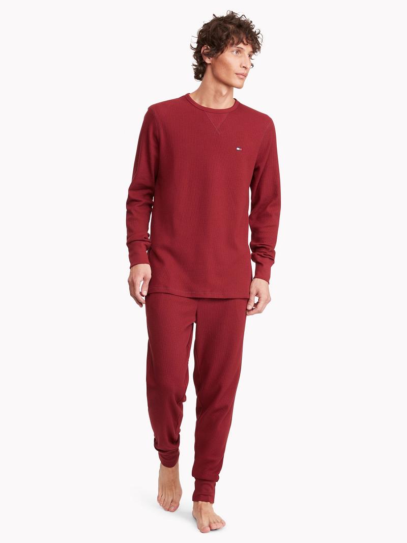 T Shirts Tommy Hilfiger Thermal crewneck Homme Rouge | FR_M31079