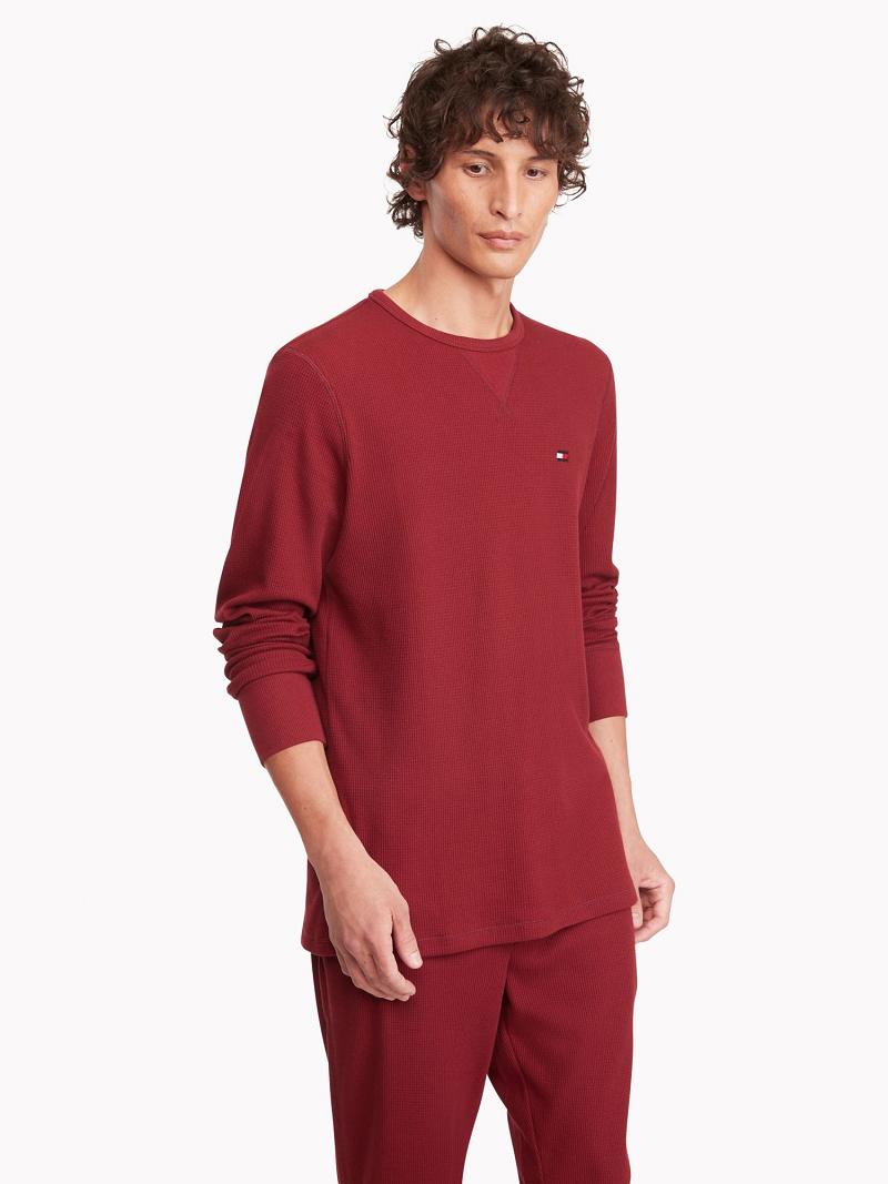 T Shirts Tommy Hilfiger Thermal crewneck Homme Rouge | FR_M31079