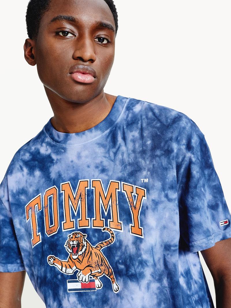 T Shirts Tommy Hilfiger Tie-dye tiger Homme Bleu | FR_M31084