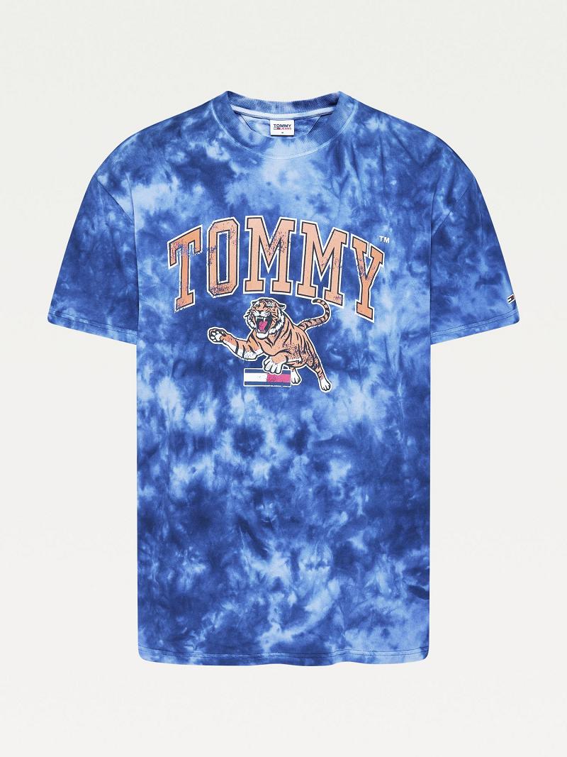 T Shirts Tommy Hilfiger Tie-dye tiger Homme Bleu | FR_M31084