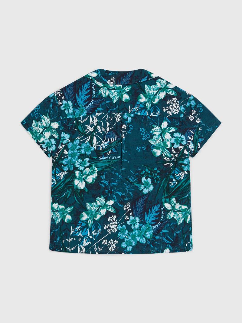 T Shirts Tommy Hilfiger Tropical Print Enfant Vert | FR_G1271