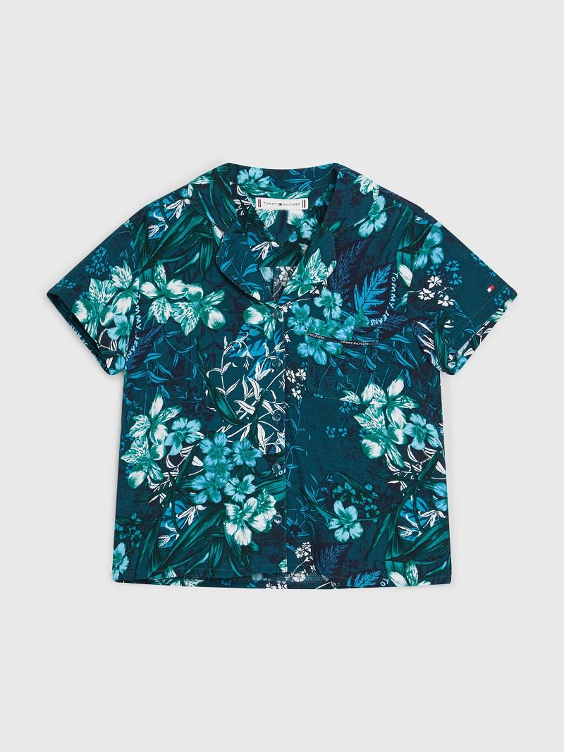 T Shirts Tommy Hilfiger Tropical Print Enfant Vert | FR_G1271