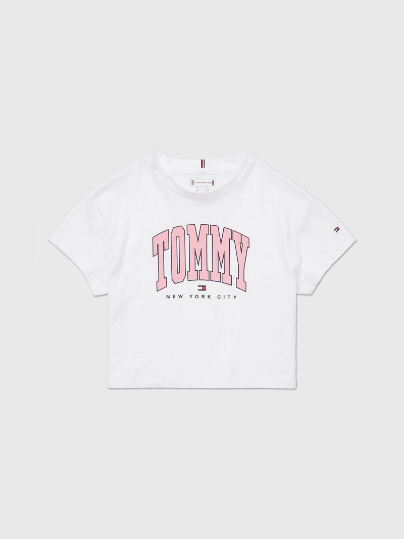 T Shirts Tommy Hilfiger Varsity Print Enfant Blanche | FR_G1274