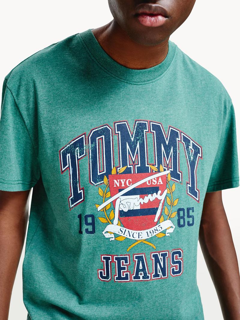 T Shirts Tommy Hilfiger Washed collegiate Homme Vert | FR_M31089