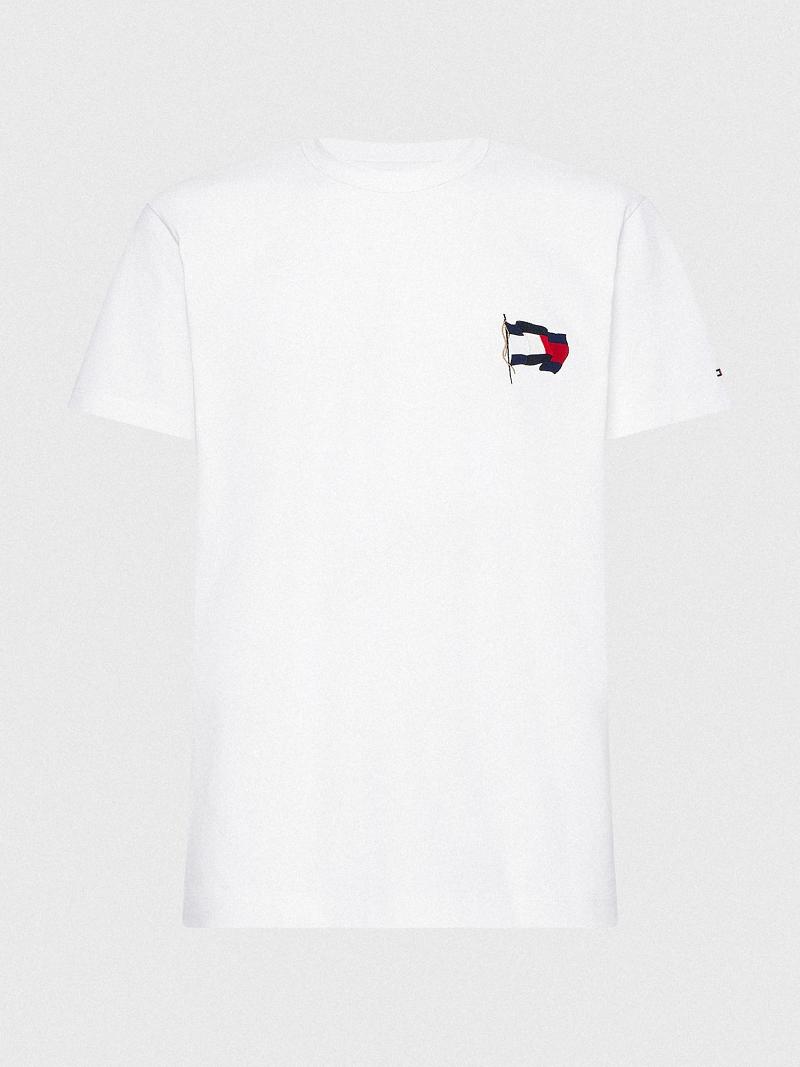 T Shirts Tommy Hilfiger Wavy Flag Homme Blanche | FR_M31092