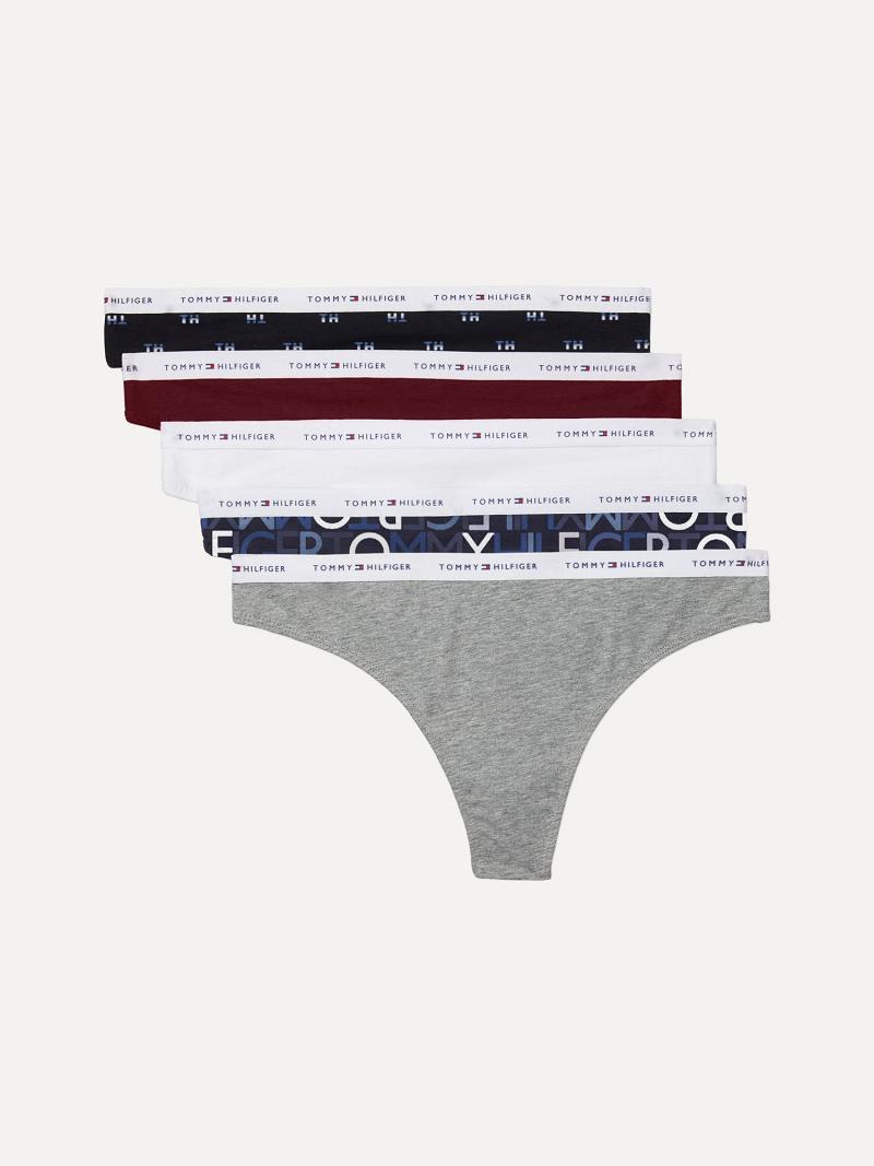 Thongs Tommy Hilfiger Coton Classiche 5PK Femme Grise | FR_W21564